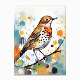 Bird Painting Collage Hermit Thrush 3 Canvas Print