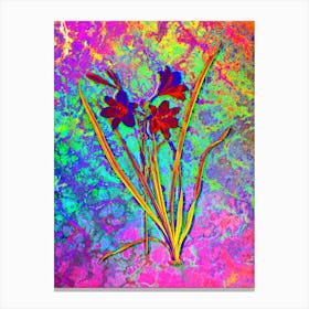 Daylily Botanical in Acid Neon Pink Green and Blue n.0082 Canvas Print