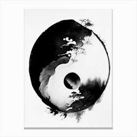 Black And White Yin and Yang 1 Japanese Ink Canvas Print