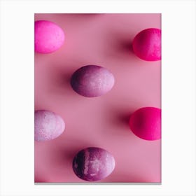 Easter Eggs On Pink Background 4 Canvas Print