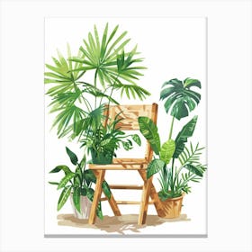 Chair With Plants Canvas Print