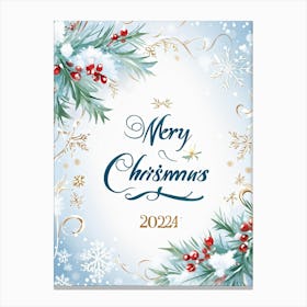 A Tasteful Composition Of Calligraphy Featuring The Text Merry Christmas 2024 Expertly Written In (1) Canvas Print