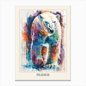 Polar Bear Colourful Watercolour 4 Poster Canvas Print