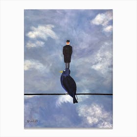 Man On A Bird On A Wire Canvas Print
