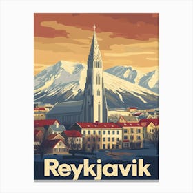 Aihrgdesign A Vintage Travel Poster Of Reykjavik Featuring Th A25c2a66 6dc3 494c B211 67160b475010 1 Canvas Print