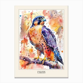 Falcon Colourful Watercolour 4 Poster Canvas Print