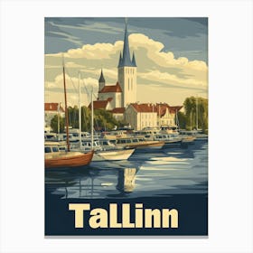 Aihrgdesign A Retro Travel Poster For Tallinn 2 Canvas Print