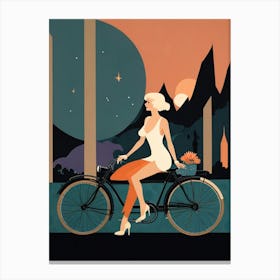 Woman On A Bicycle Canvas Print