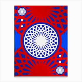 Geometric Abstract Glyph in White on Red and Blue Array n.0032 Canvas Print