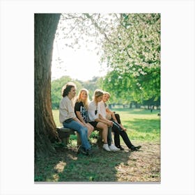 A Jovial Cluster Of Energetic Comrades Nestled Comfortably Outdoors Nestling Closely On A Weathered (6) Canvas Print