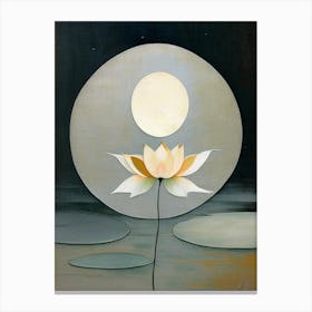 Lotus And Moon 1, Symbol Abstract Painting Canvas Print
