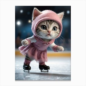 Cute Kitten On Ice 1 Canvas Print