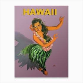 Hawaii, Hula Girl Dance, Vintage Travel Poster Canvas Print