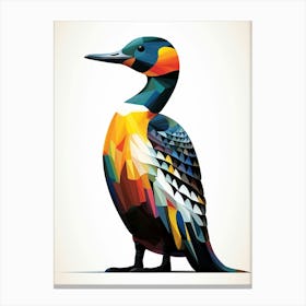 Colourful Geometric Bird Common Loon 1 Canvas Print