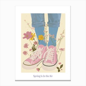 Spring In In The Air Pink Sneakers And Flowers 3 Canvas Print