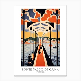 Ponte Vasco De Gama, Portugal, Colourful 1 Travel Poster Canvas Print