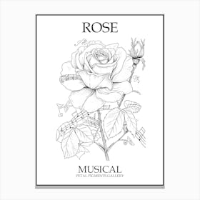 Rose Musical Line Drawing 3 Poster Canvas Print
