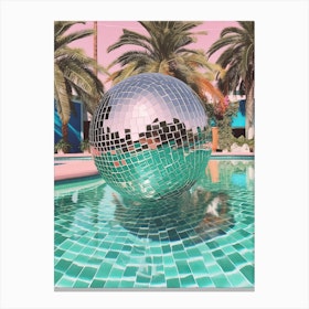 Disco Ball In A Pool, Summer Vibes 3 Canvas Print