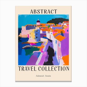 Abstract Travel Collection Poster Dubrovnik Croatia 2 Canvas Print