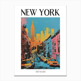 East Village New York Colourful Silkscreen Illustration 1 Poster Canvas Print