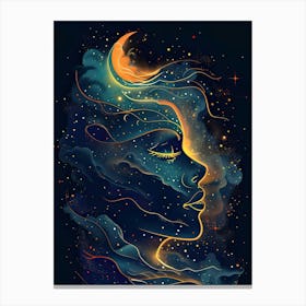 Moon And Stars Canvas Print