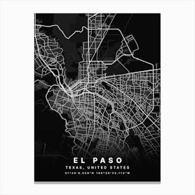 El Paso Texas USA Black Map Canvas Print