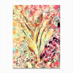 Impressionist Cordyline Fruticosa Botanical Painting in Blush Pink and Gold Canvas Print