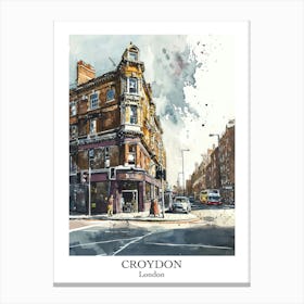 Croydon London Borough   Street Watercolour 1 Poster Canvas Print