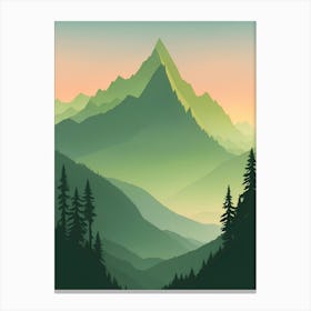 Misty Mountains Vertical Composition In Green Tone 6 Canvas Print