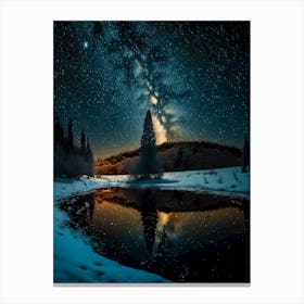 Milky way in the lake 1 Canvas Print