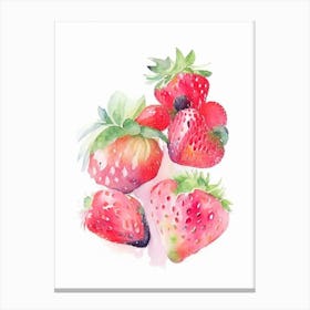 Bunch Of Strawberries, Fruit, Pastel Watercolour Canvas Print