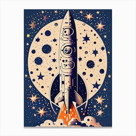 Retro Space Rocket Launch Illustration 1 Toile