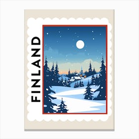 Retro Winter Stamp Poster Rovaniemi Finland 2 Canvas Print