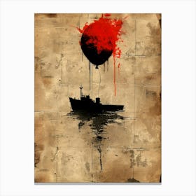 Ship With Red Balloon Canvas Print