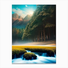 Waterfall In The Mountains 19 Canvas Print