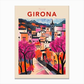 Girona Spain Fauvist Travel Poster Canvas Print