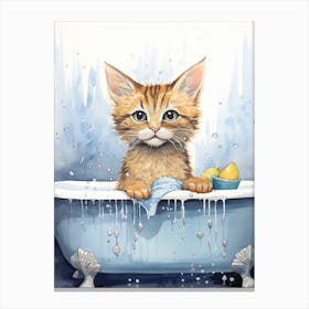 Ocicat In Bathtub Bathroom 1 Canvas Print