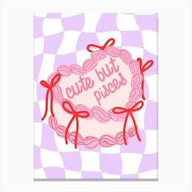 Cute But Pisces Heart Cake Canvas Print