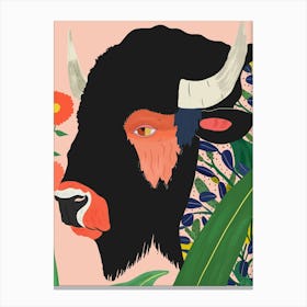 Floral Bison Canvas Print