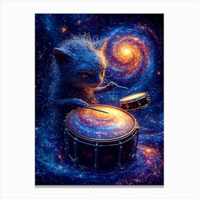 Cat Playing Drums Canvas Print