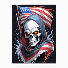 American Flag Floral Face Evil Death Skull (8) Canvas Print