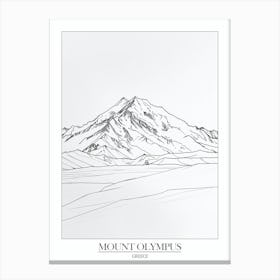 Mount Olympus Greece Line Drawing 3 Poster Canvas Print