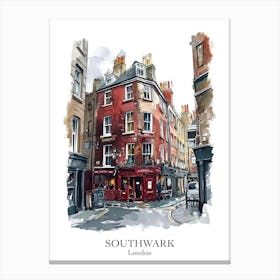 Southwark London Borough   Street Watercolour 3 Poster Canvas Print