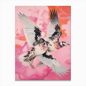 Pink Ethereal Bird Painting Lapwing 1 Canvas Print