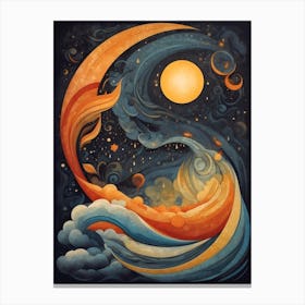 Moon And Stars 3 Canvas Print