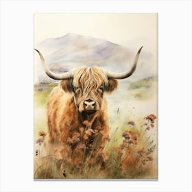 Ochre Colour Scheme Mountain Cow 1 Canvas Print