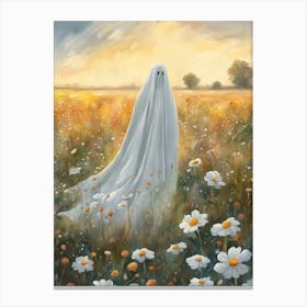 Sheet Ghost In A Field Of Flowers Painting (23) Canvas Print