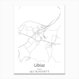 Libiaz,Poland Minimalist Map Toile