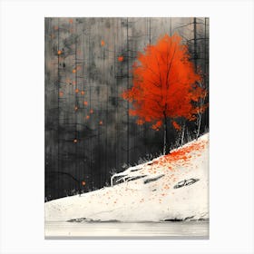 Red Tree In The Snow 1 Canvas Print