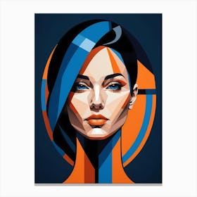 Geometric Fashion Woman Portrait Pop Art Orange (20) Canvas Print